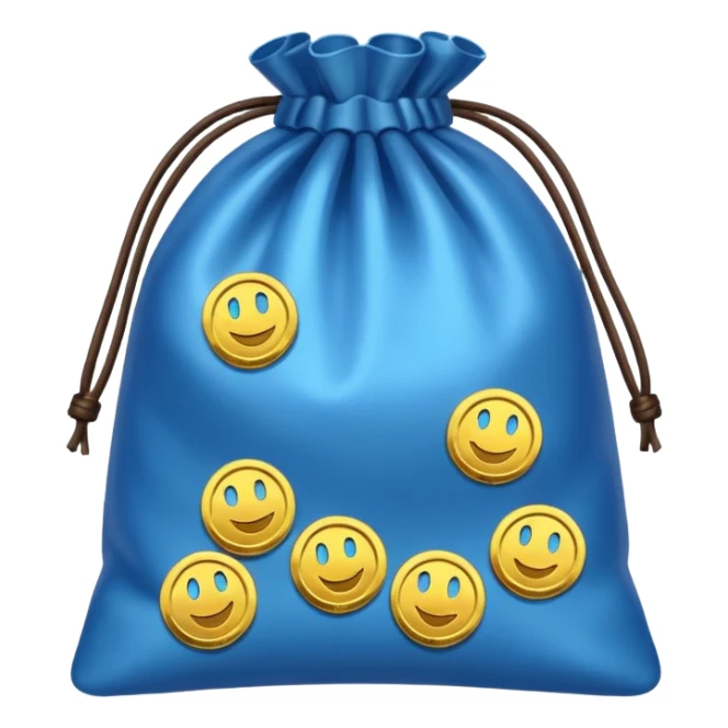 bag of blue coins sticker