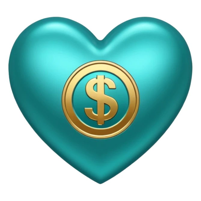 Teal heart with dollar signs sticker