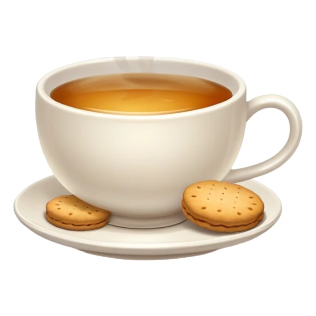 white cup of tea with biscuits  sticker