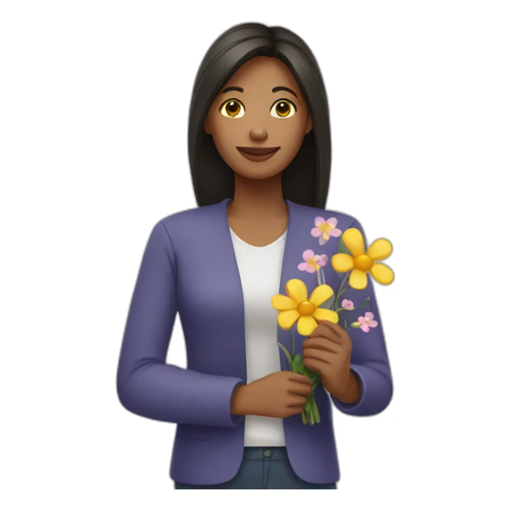 Woman with flower in hand  sticker