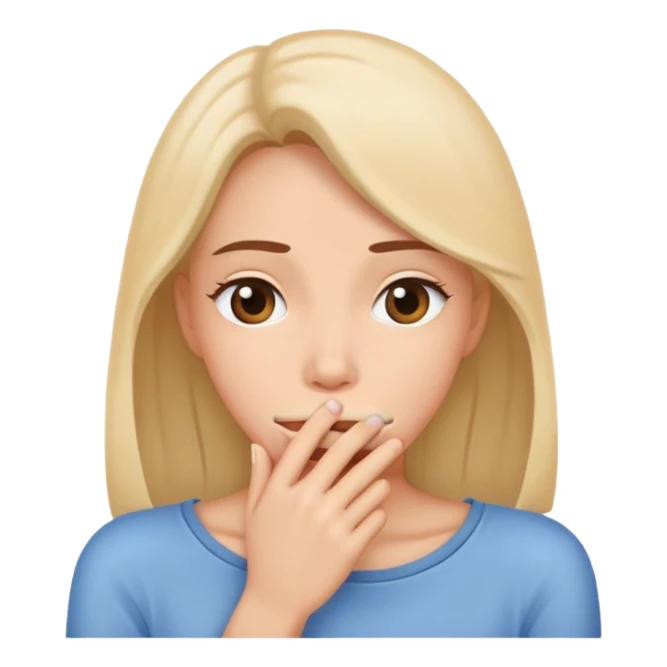 shy woman covering mouth sticker