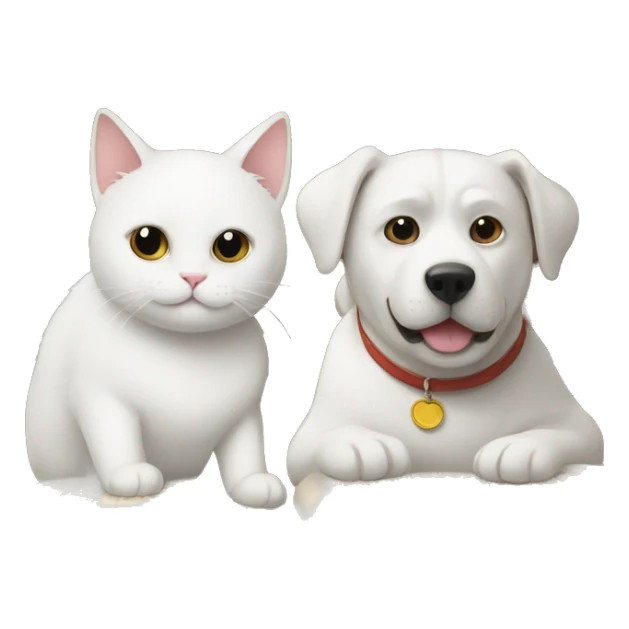 white cat and dog reading books together  sticker
