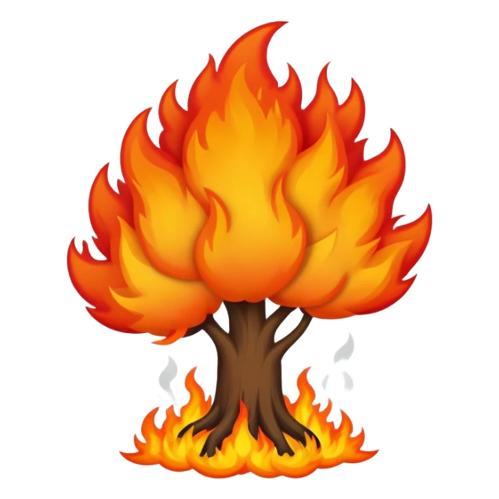 Flaming bush on fire with smoke sticker