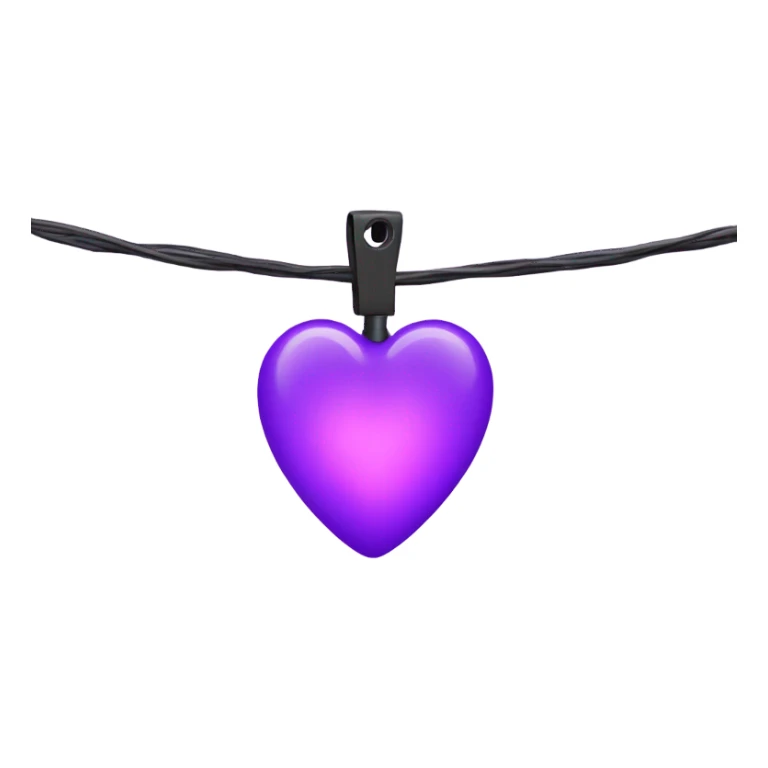 Realistic isolated purple heart shaped christmas string lights sticker