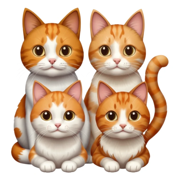 3 cats different colours including brown tabby and white, light patchy calico, and ginger and white sticker