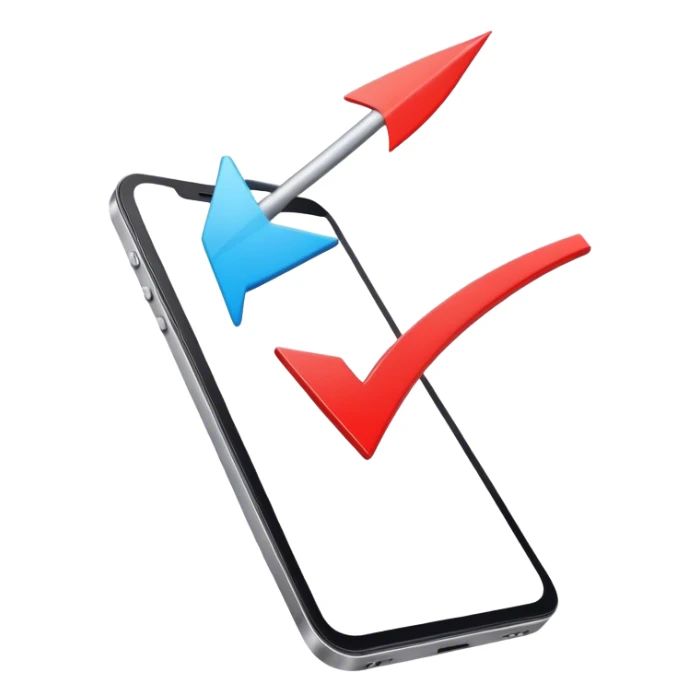 mobile phone and arrow coming out sticker