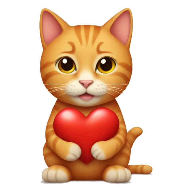 ginger cat holds a heart in his paws sticker