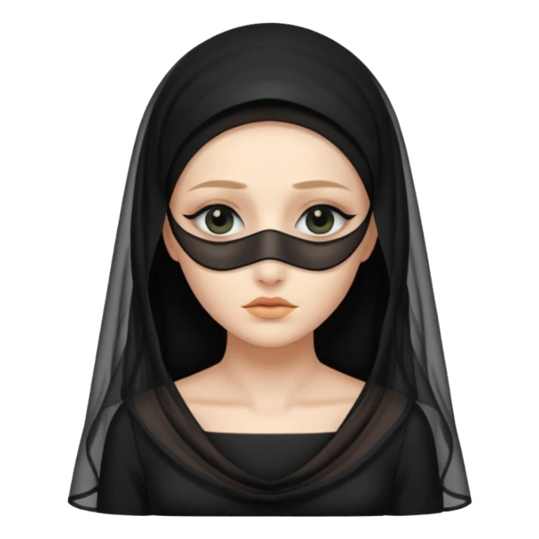 create a mourning widow lady with a black transparent veil over her face sticker