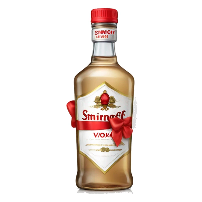 smirnoff vodka bottle with small red bow on it sticker