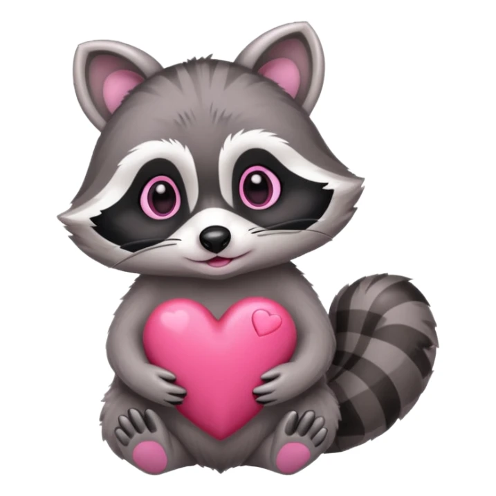 Raccoon with  heart sticker