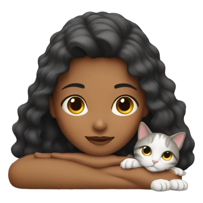 girl laying with cat sticker