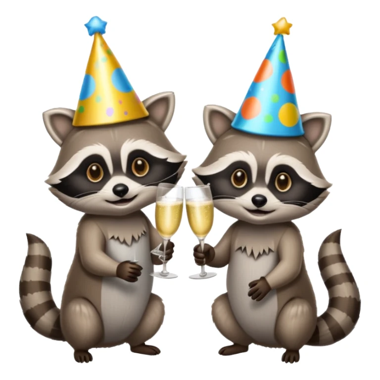 Two raccoons at a party drinking  sticker