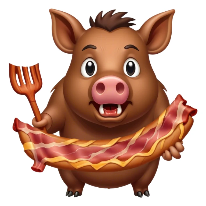 wild boar afraid of cooked bacon sticker