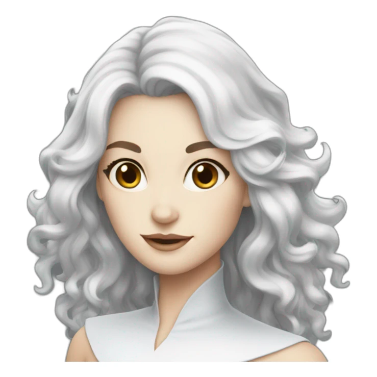pretty white witch dark hair sticker