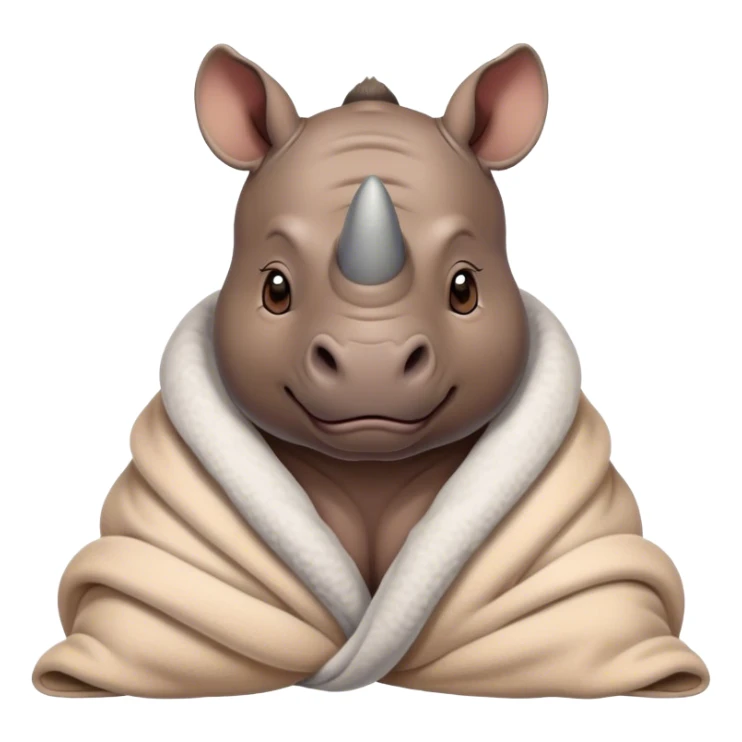 Cute rhino cozy in blanket  sticker