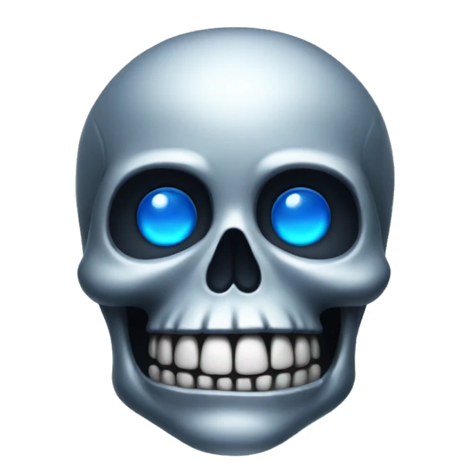 silver skull with blue eyes sticker