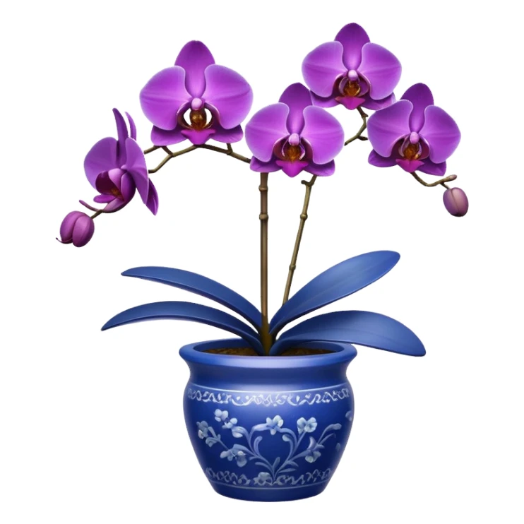 Purple Orchid in a blue pot sticker
