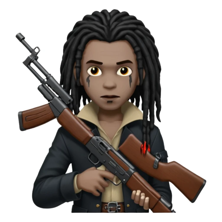 A black vampire with dreads holding a ak 47 sticker