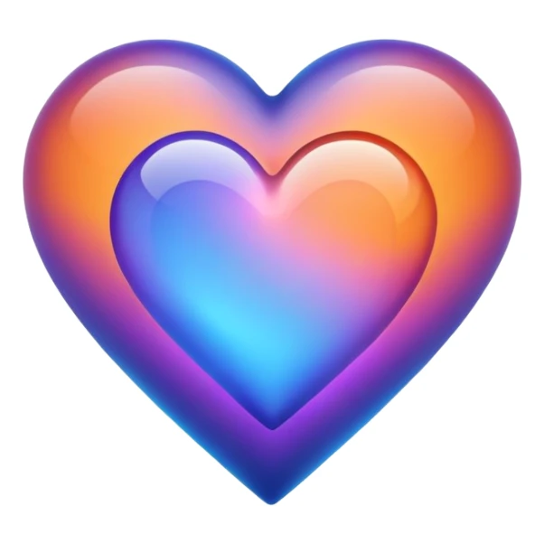 glowing matte orange purple blue transparent heart sticker