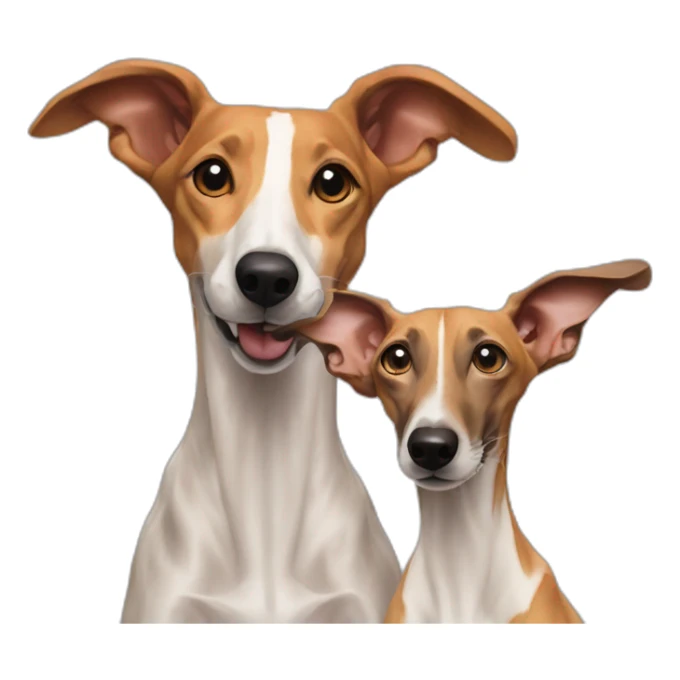 Two galgos next to a podenco sticker