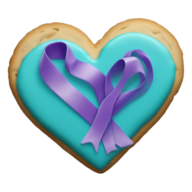 Heart cookie, teal purple awareness ribbon sticker