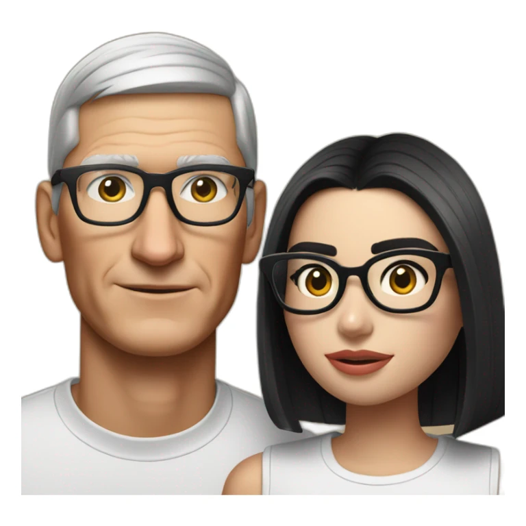 Tim Cook and dua lipa with eyeglasses sticker