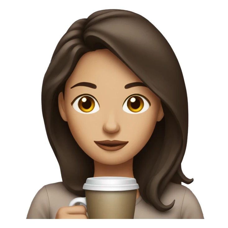 brunette woman drinking coffee sticker
