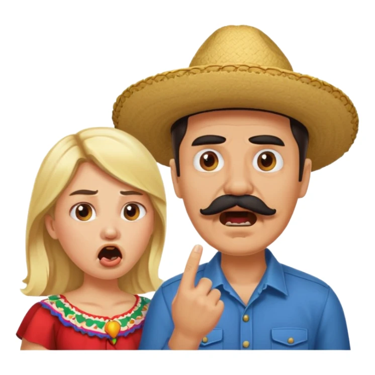 mexican yelling at a sad blonde sticker