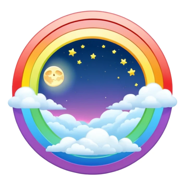 Rainbow halo white full moon sticker