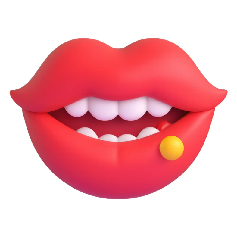 exaggerated, playful puffy lips emoji style sticker