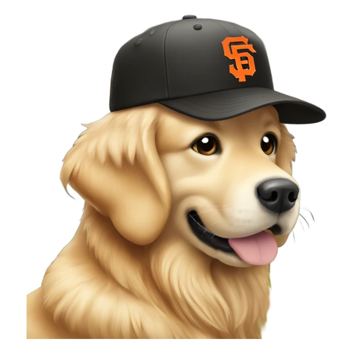 Golden retriever in sf giants hat sticker
