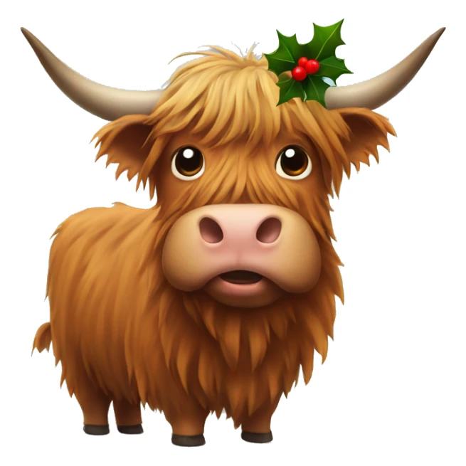 Highland cow with Christmas hat sticker