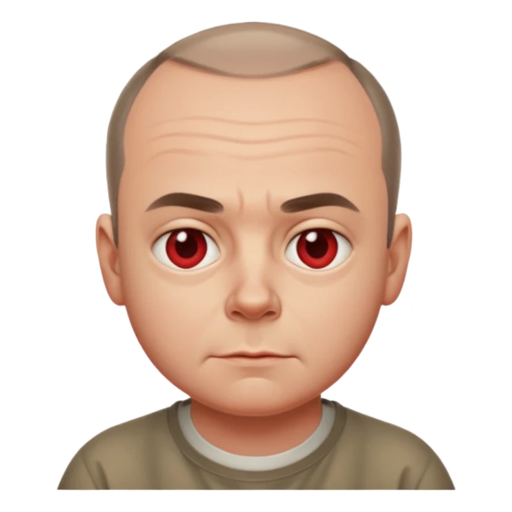Carl from Sling Blade, neutral expression, apple style emoji sticker