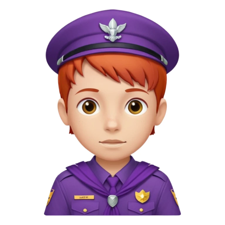 red haired scout kid with purple uniform sticker