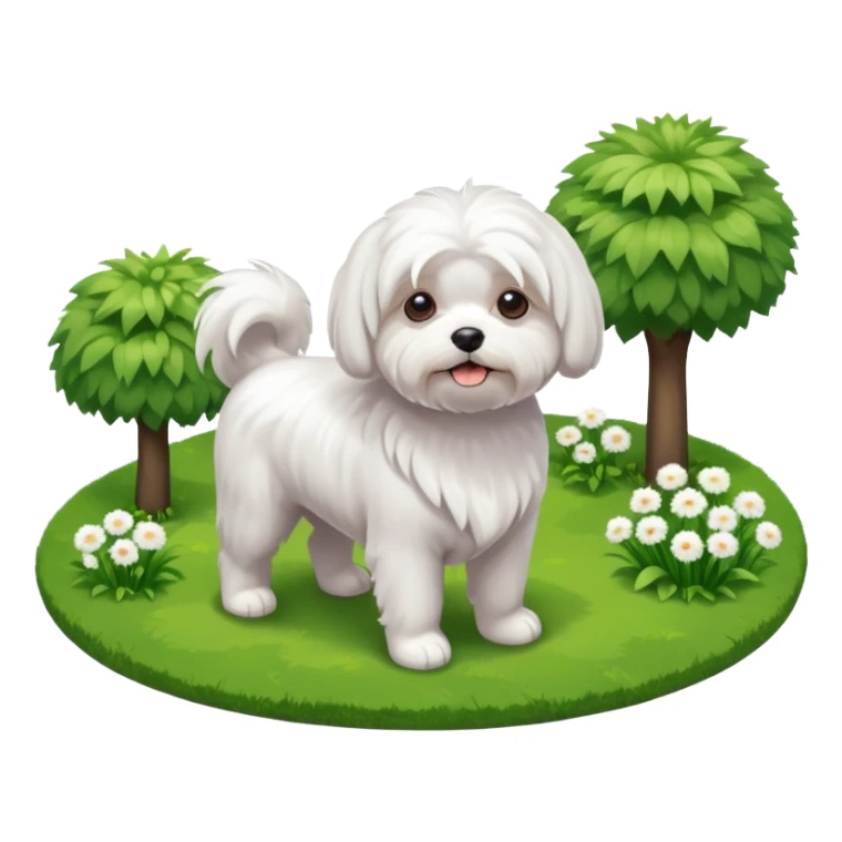 Maltese dog in a garden isometric sticker