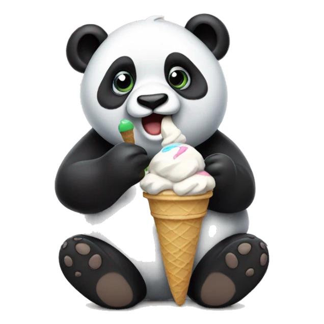 Panda eating ice cream sticker