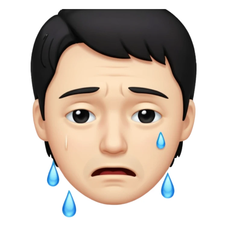 man crying with black hair sticker