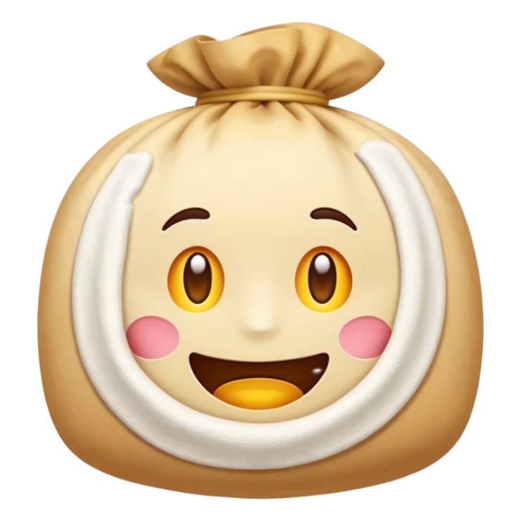 simple flour sack, soft and rounded, classic emoji style sticker