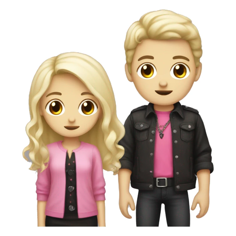 Goth brown haired boy and blonde pink clothes girl  sticker