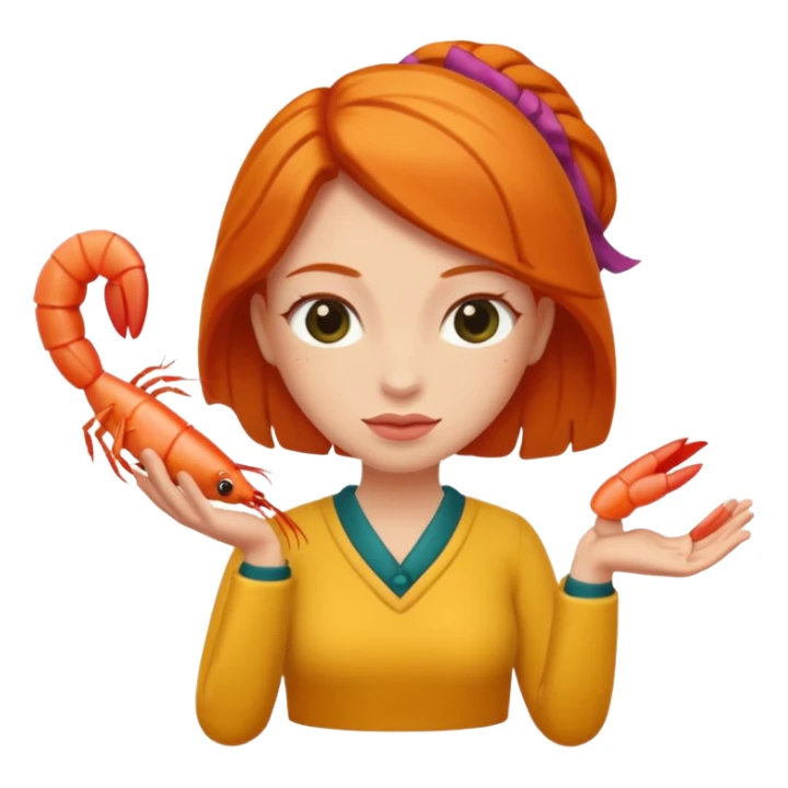 ginger woman with shrimp posture sticker