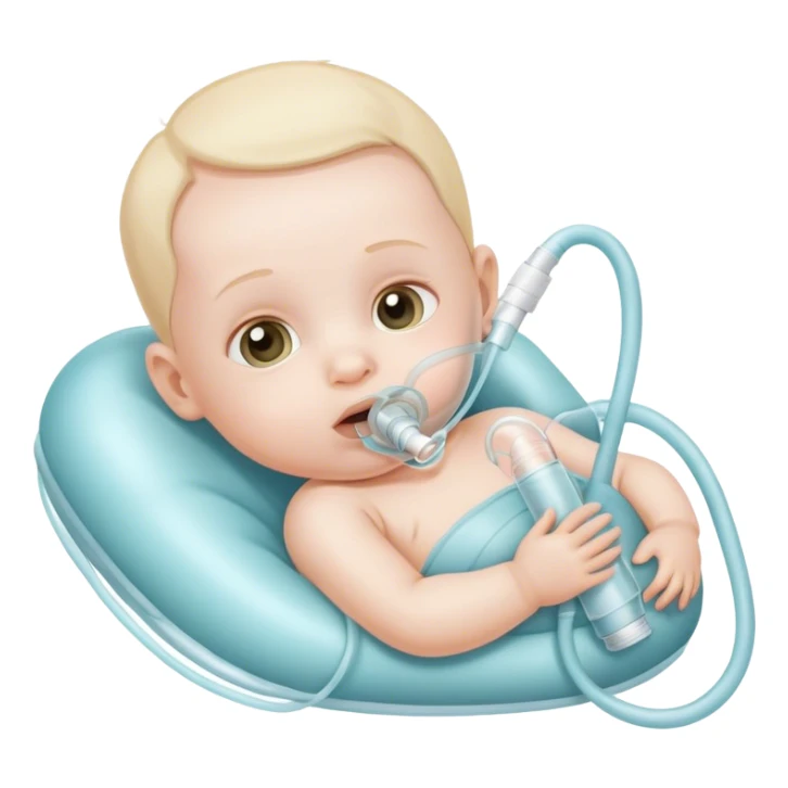 bebe com tubo para respirar sticker