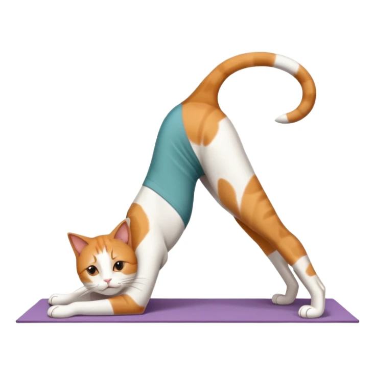 cat in downward dog yoga pose, triangle pose with raised hips sticker