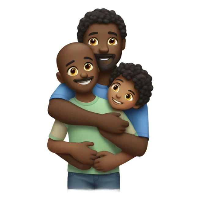 Black father hugging his children sticker