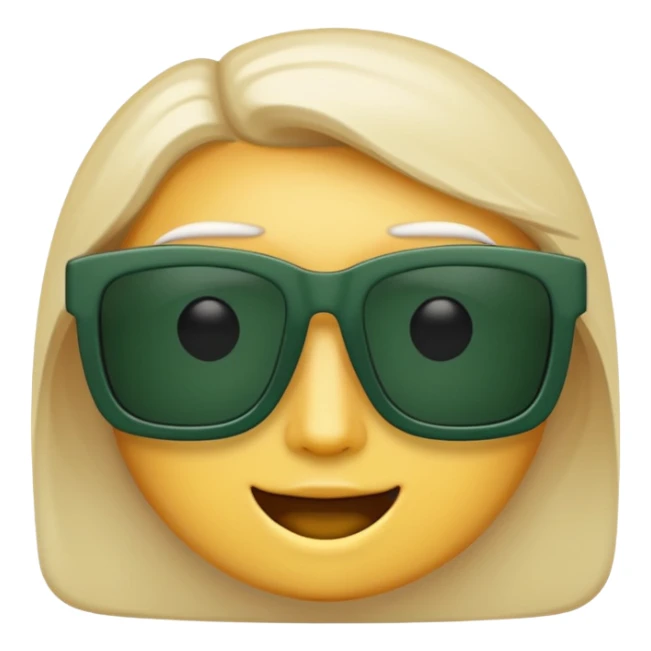 white frame, dark green lenses, rectangular sunglasses, emoji style sticker
