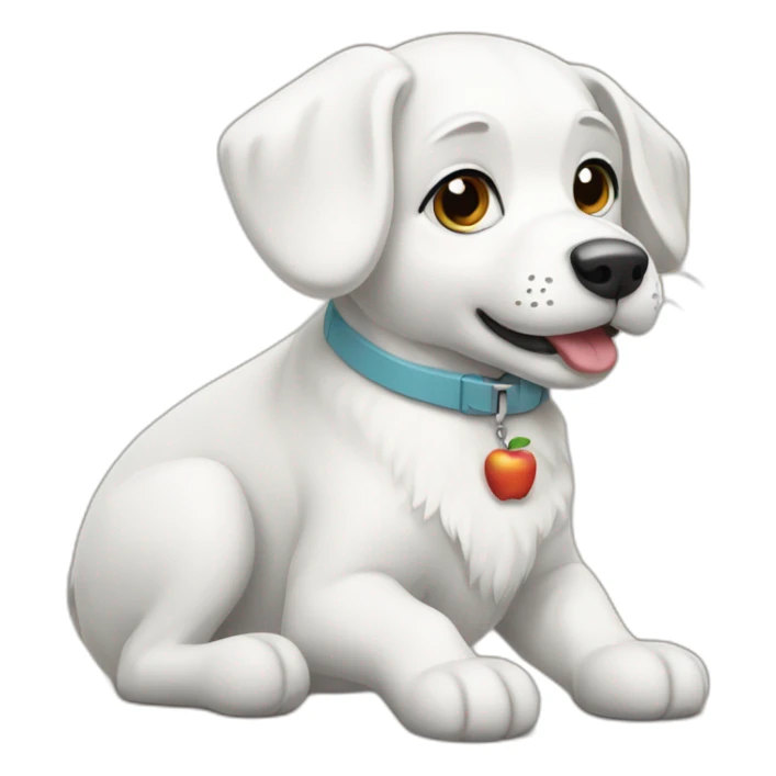 Chien blanc with Apple Watch sticker