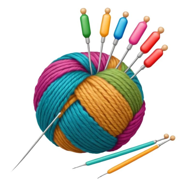 ball of wool with knitting needles sticker