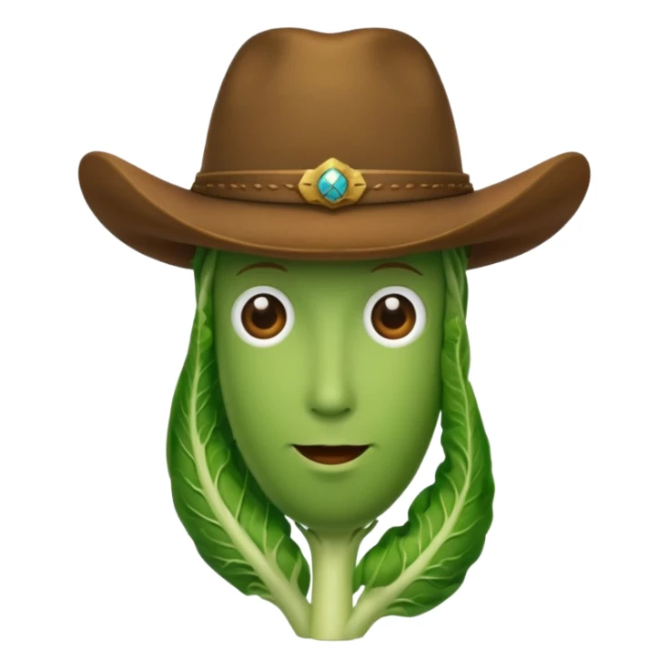 faceless green vegetable with a top cowboy hat sticker