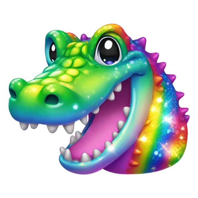 Lisa Frank sparkle rainbow cute alligator  sticker