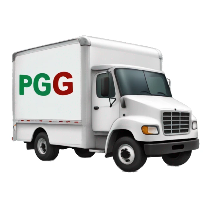 Boxtruck with letters "PGS” on the side sticker