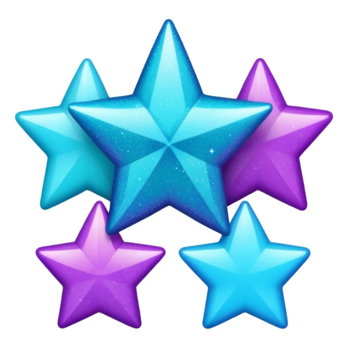 glitter purple and cian 3 stars sticker